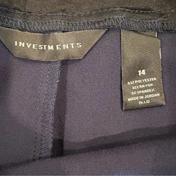 Investments Women’s the PARK AVE fit Classic Ankle Navy Pants Size 14 - Picture 5 of 9